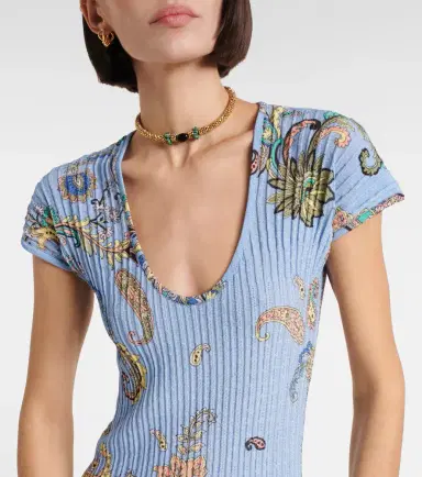 Etro Printed cotton-blend midi dress | Thumbnail 2