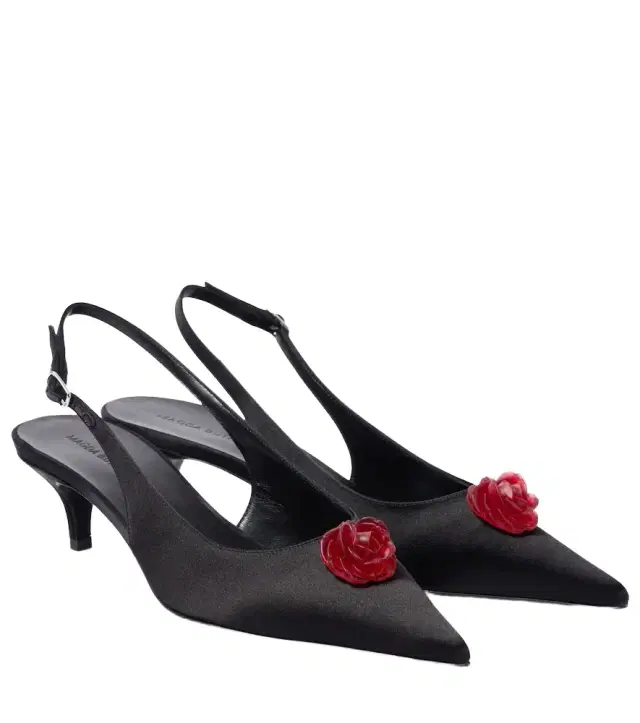 Magda Butrym 45 floral-appliqué satin slingback pumps