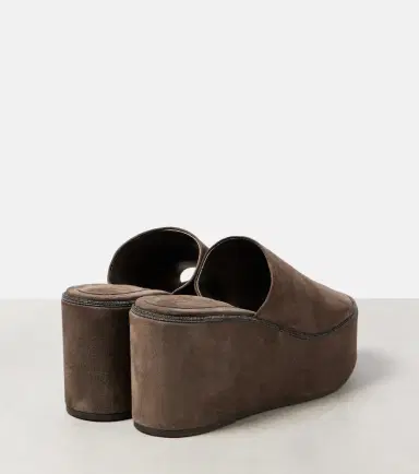 Brunello Cucinelli Monili suede wedge mules | Thumbnail 4
