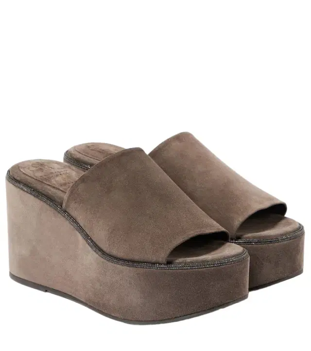 Brunello Cucinelli Monili suede wedge mules