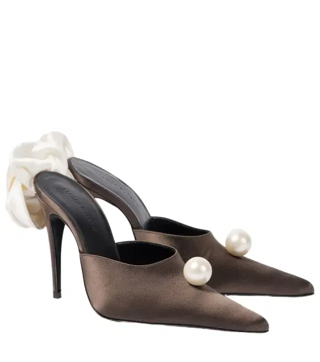 Magda Butrym Floral-appliqué satin mules