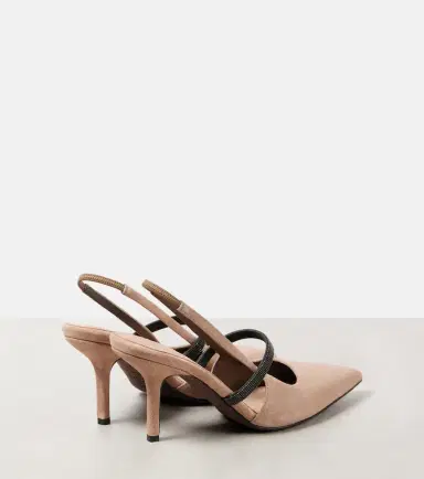 Brunello Cucinelli Monili suede slingback pumps | Thumbnail 5