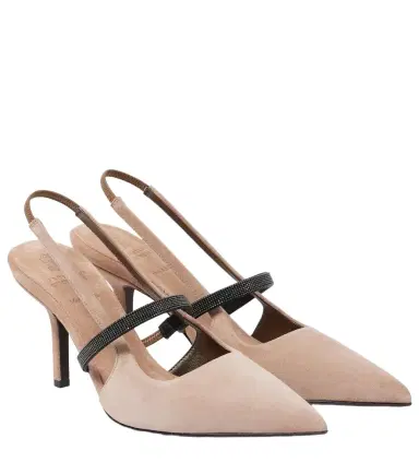 Brunello Cucinelli Monili suede slingback pumps | Thumbnail 1