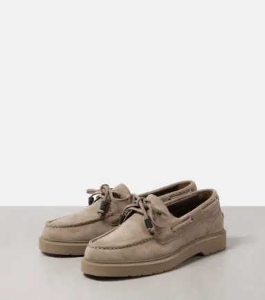 Brunello Cucinelli Monili suede boat shoes | Thumbnail 3
