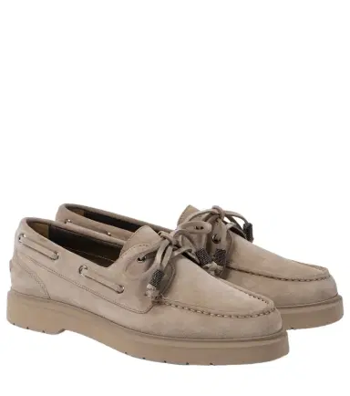 Brunello Cucinelli Monili suede boat shoes | Thumbnail 1