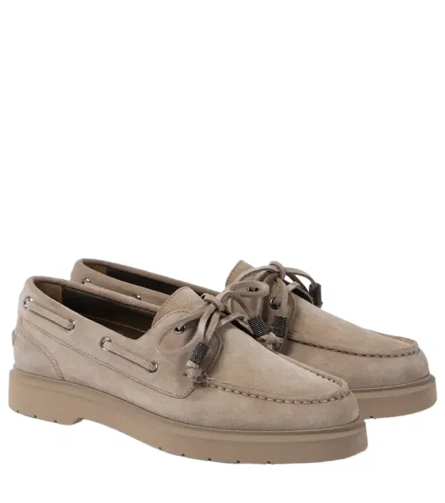 Brunello Cucinelli Monili suede boat shoes