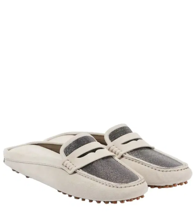 Brunello Cucinelli Monili suede driving mules