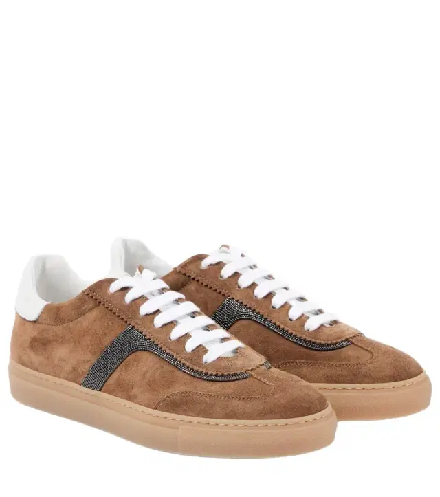 Brunello Cucinelli Embellished suede sneakers