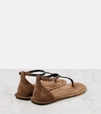 Brunello Cucinelli Monili suede thong sandals | Thumbnail 2
