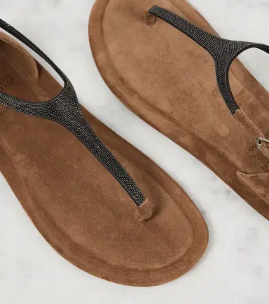 Brunello Cucinelli Monili suede thong sandals | Thumbnail 4