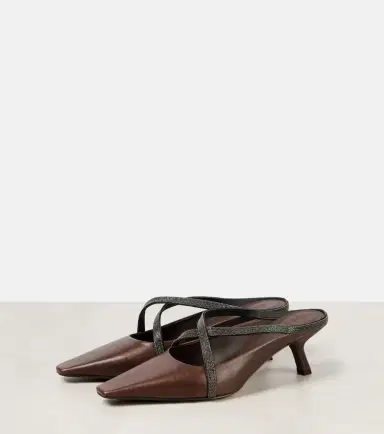 Brunello Cucinelli Monili leather mules | Thumbnail 2 Brunello Cucinelli Monili leather mules | Thumbnail 2