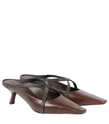 Brunello Cucinelli Monili leather mules | Thumbnail 1 Brunello Cucinelli Monili leather mules | Thumbnail 1