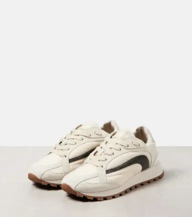Brunello Cucinelli Monili suede-trimmed sneakers | Thumbnail 2