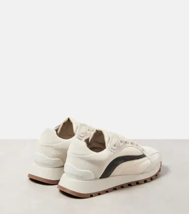 Brunello Cucinelli Monili suede-trimmed sneakers | Thumbnail 3