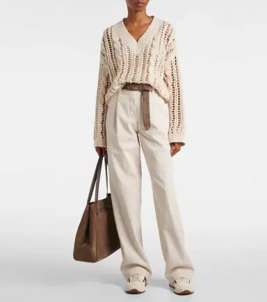 Brunello Cucinelli Monili suede-trimmed sneakers | Thumbnail 5