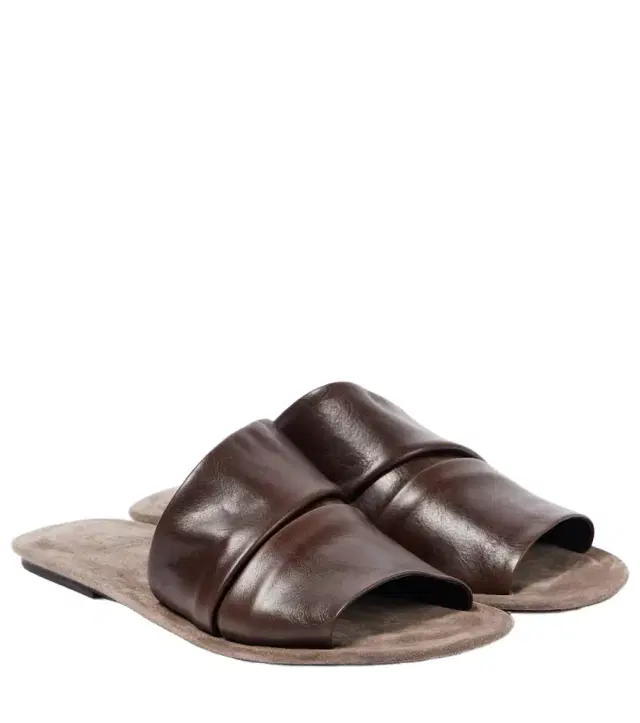 Brunello Cucinelli Ruched leather slides