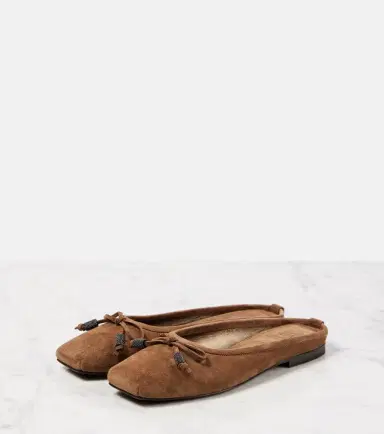 Brunello Cucinelli Monili bow-detail suede mules | Thumbnail 3