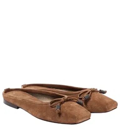 Brunello Cucinelli Monili bow-detail suede mules | Thumbnail 1