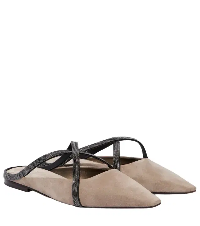 Brunello Cucinelli Monili suede mules