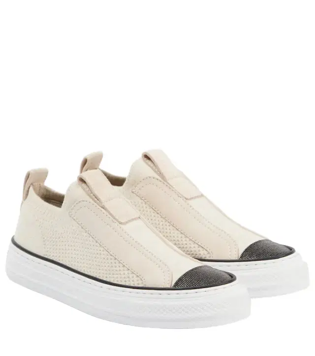Brunello Cucinelli Suede-trimmed canvas sneakers
