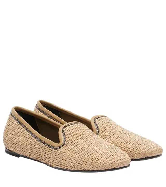 Brunello Cucinelli Monili raffia loafers