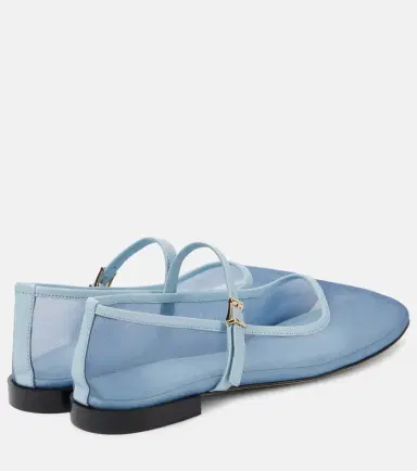 Souliers Martinez Minima leather-trimmed tulle Mary Jane flats | Thumbnail 4 Souliers Martinez Minima leather-trimmed tulle Mary Jane flats | Thumbnail 4