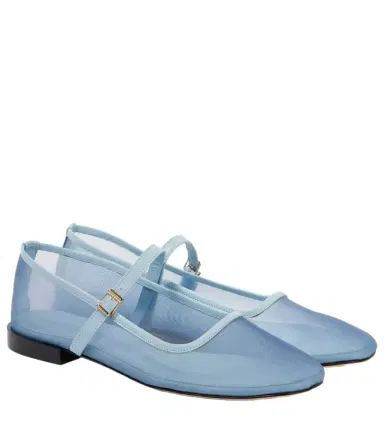 Souliers Martinez Minima leather-trimmed tulle Mary Jane flats | Thumbnail 1 Souliers Martinez Minima leather-trimmed tulle Mary Jane flats | Thumbnail 1