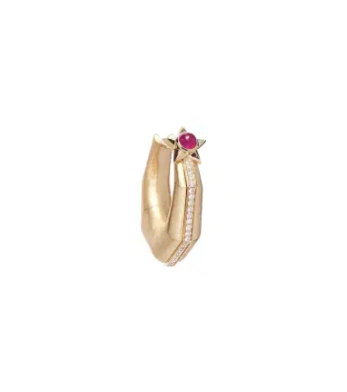 Marie Lichtenberg Baba Medium 18kt gold single hoop earring with diamonds and ruby | Thumbnail 1 Marie Lichtenberg Baba Medium 18kt gold single hoop earring with diamonds and ruby | Thumbnail 1