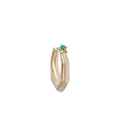 Marie Lichtenberg Baba Large 18kt gold single earring with diamonds and emerald | Thumbnail 1 Marie Lichtenberg Baba Large 18kt gold single earring with diamonds and emerald | Thumbnail 1