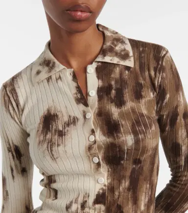 The Attico Printed cashmere and silk polo sweater | Thumbnail 4