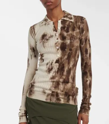 The Attico Printed cashmere and silk polo sweater | Thumbnail 7