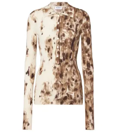 The Attico Printed cashmere and silk polo sweater | Thumbnail 1