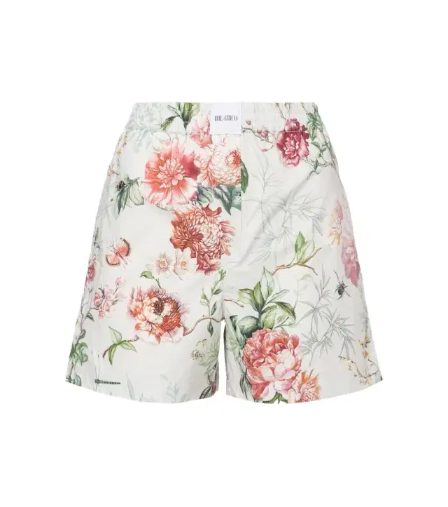The Attico Floral cotton poplin shorts