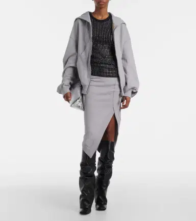 The Attico Logo asymmetric cotton jersey midi skirt | Thumbnail 2
