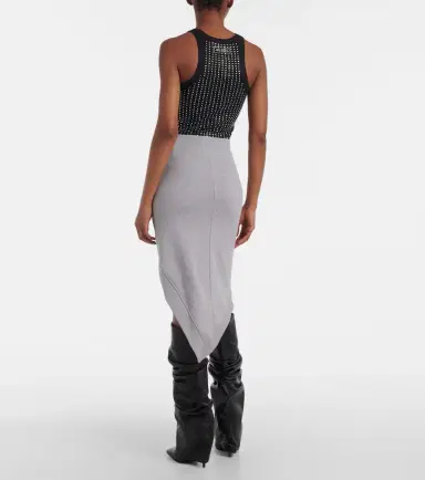 The Attico Logo asymmetric cotton jersey midi skirt | Thumbnail 4