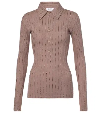 The Attico Embellished cotton polo sweater | Thumbnail 1 The Attico Embellished cotton polo sweater | Thumbnail 1