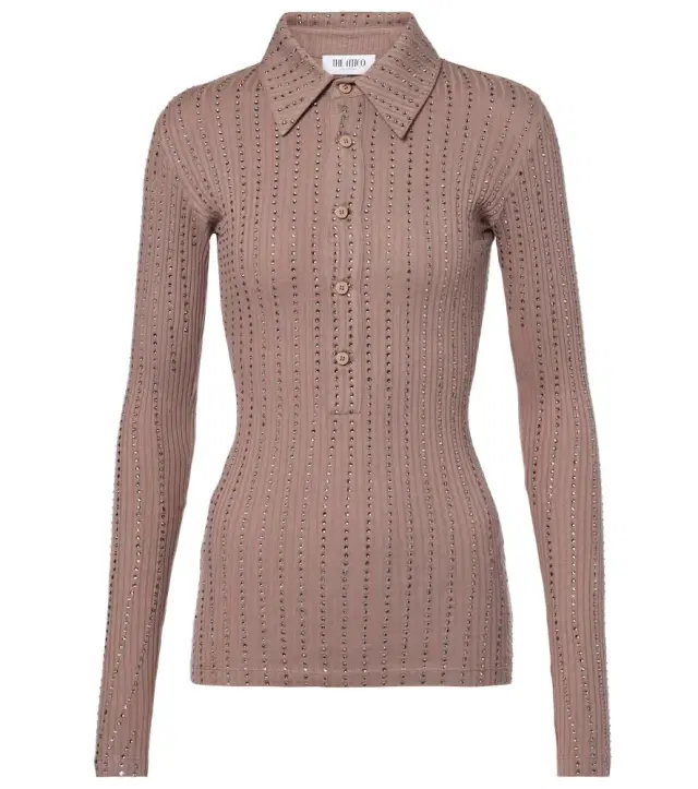 The Attico Embellished cotton polo sweater