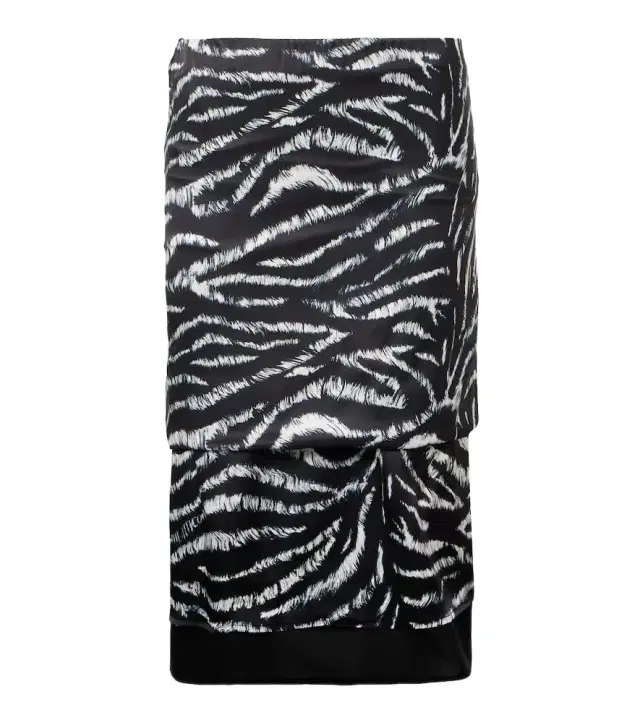 The Attico Zebra-print satin midi skirt