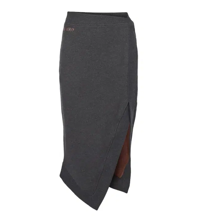 Logo asymmetric cotton jersey midi skirt