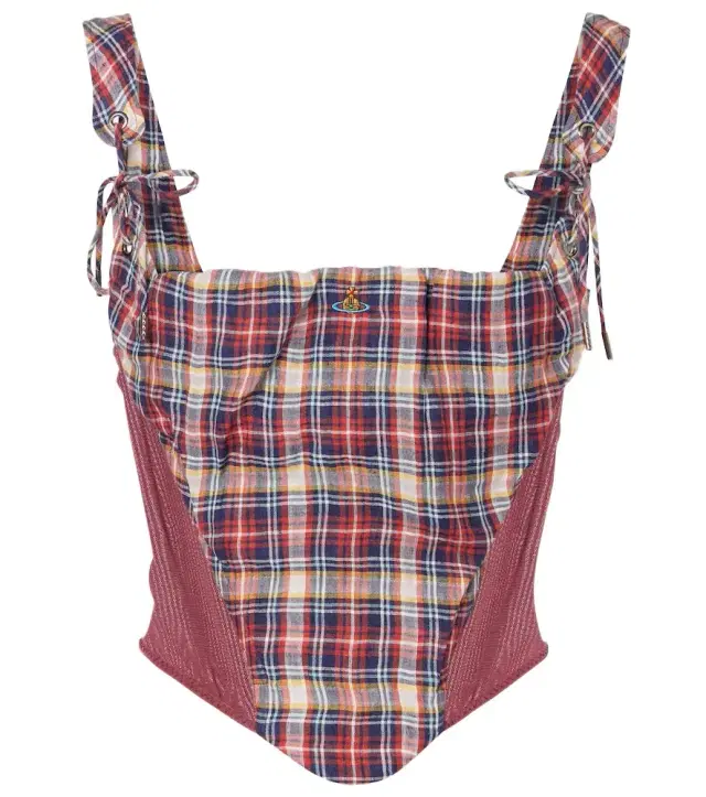 Vivienne Westwood Puppy tartan linen and cotton corset