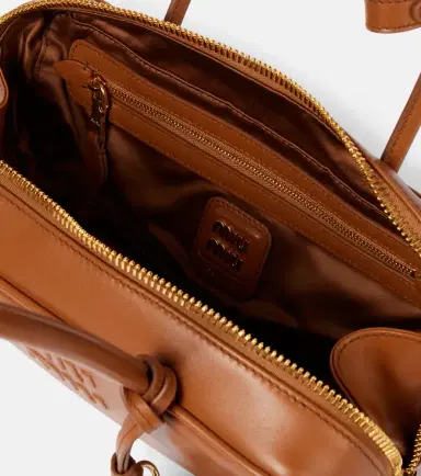 Miu Miu Beau logo embossed leather tote bag | Thumbnail 3