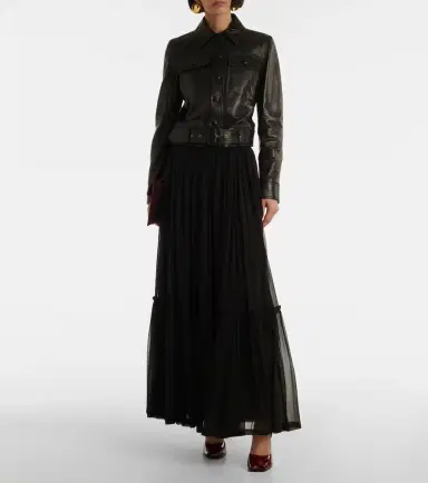 Saint Laurent Ruffled silk maxi skirt | Thumbnail 3