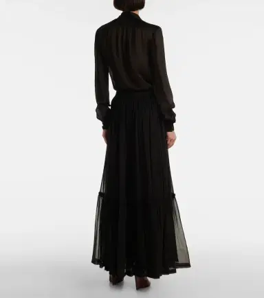 Saint Laurent Ruffled silk maxi skirt | Thumbnail 4
