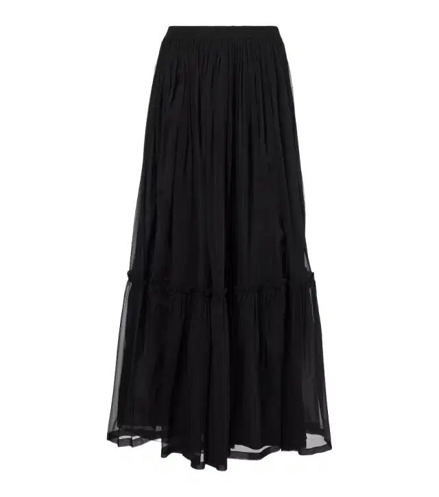 Ruffled silk maxi skirt