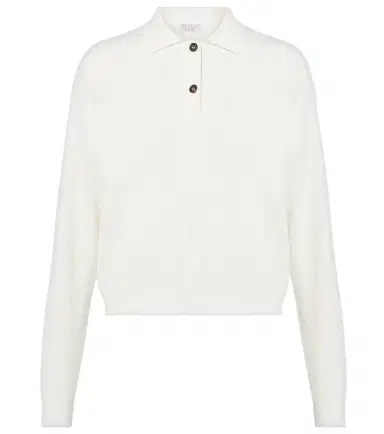 Brunello Cucinelli Ribbed-knit cotton polo sweater | Thumbnail 1