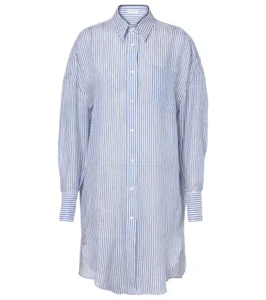 Brunello Cucinelli Monili striped linen and silk organza shirt | Thumbnail 1 Brunello Cucinelli Monili striped linen and silk organza shirt | Thumbnail 1
