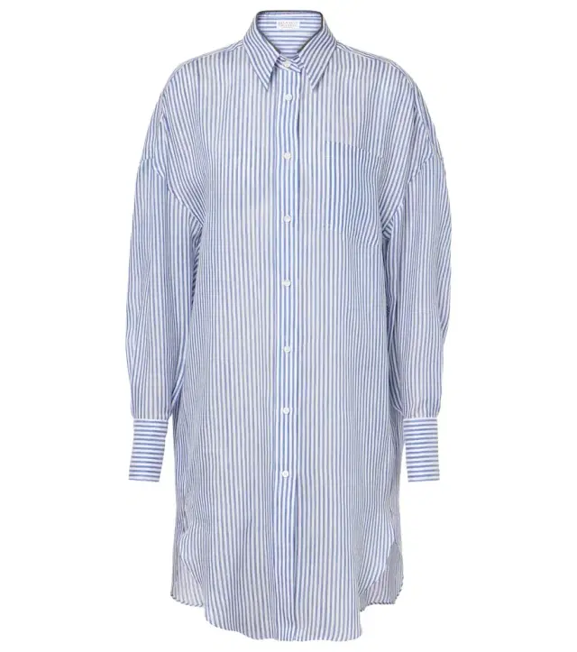 Brunello Cucinelli Monili striped linen and silk organza shirt