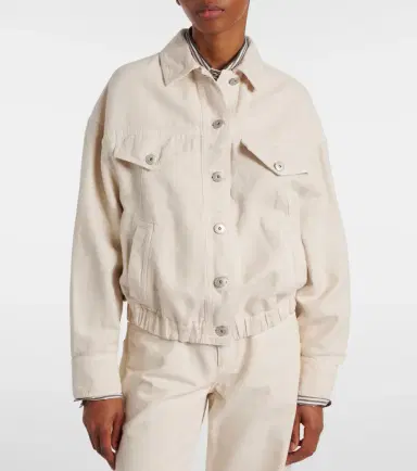 Brunello Cucinelli Monili beaded cotton and linen jacket | Thumbnail 4