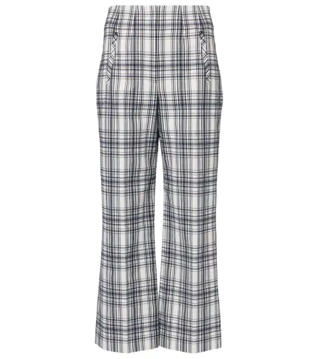 Veronica Beard Dova plaid cotton-blend wide-leg pants