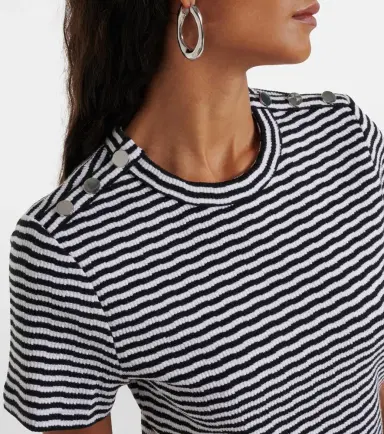 Veronica Beard Draya striped cotton-blend T-shirt | Thumbnail 5